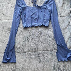 Women's Blue and Navy Crop-top